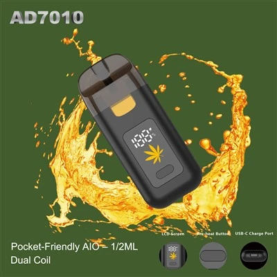 2ml LCD Şarj Edilebilir Çift Bobin Tek Kullanımlık Vape AD7020